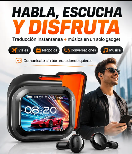Audífono Traductor NE20 Con Inteligencia Artificial - Traduce 135 Idiomas - Pantalla Táctil