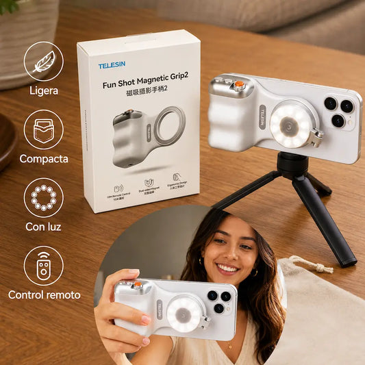 Empuñadura Magnética con Luz: Convierte tu celular en una cámara más profesional 📸